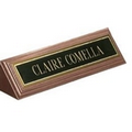 1.75" x 8.5" Long Walnut Desk Name Plate w/Florentine Border